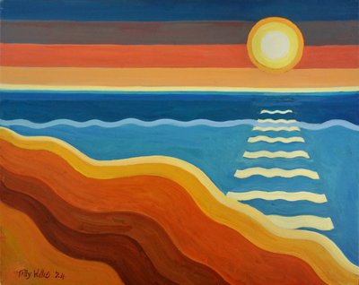 Ozean Sonnenuntergang, 2024 von Tilly Willis