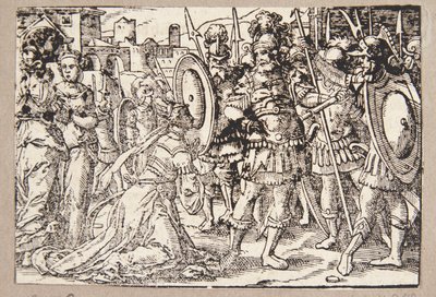 Sofonisba kniet und fleht Masinissa an von Tobias Stimmer