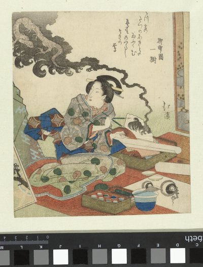 Drache steigt von einem Fächer auf von Totoya Hokkei