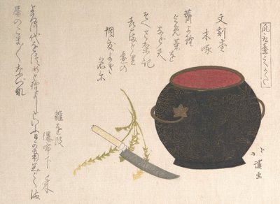 Vase und Küchenmesser, 1816 von Totoya Hokkei