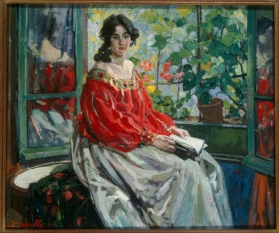 Dame mit Buch von Ulisse Caputo