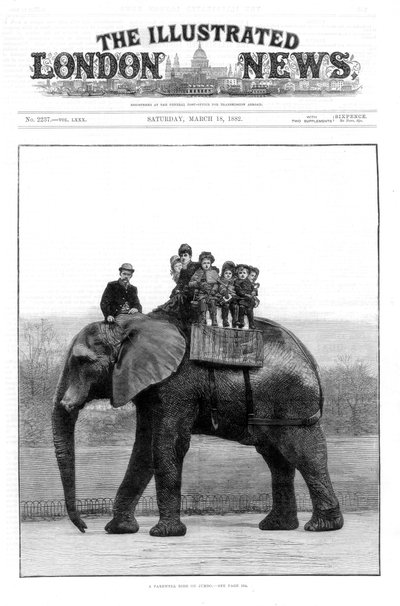 Eine Abschiedsfahrt auf Jumbo, Londoner Zoo, 1882 von Unbekannt