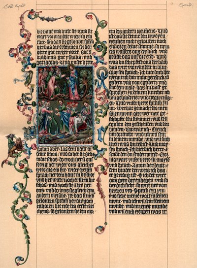 Eine Seite aus der Wenzel-Bibel, um 1400, 1903 von Unbekannt