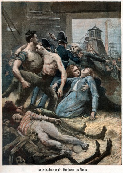 Nachwirkungen eines Grubenunglücks, Montceau-les-Mines, Frankreich, 1895 von Unbekannt
