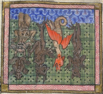 Apokalypse, Detail: Dämonen, die vom Himmel fallen, ca. 1370-1375 von Unbekannt