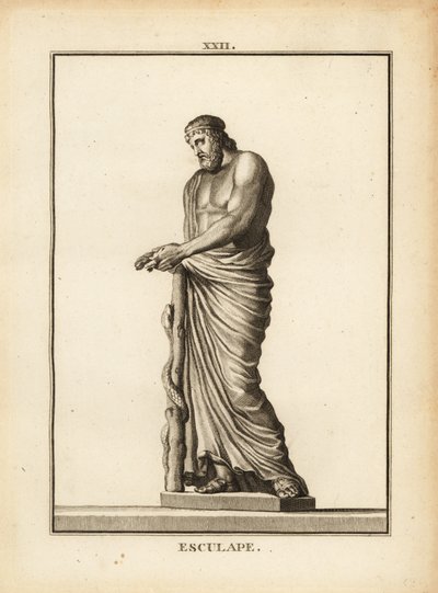 Asklepios, griechischer Gott der Medizin mit Schlangenstab von Unbekannt