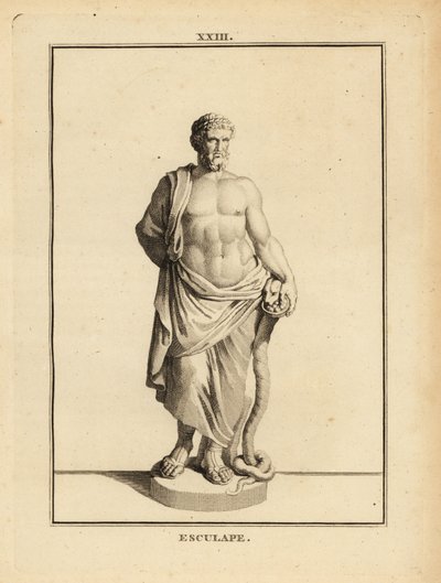 Asklepios, griechischer Gott der Medizin mit schlangenumschlungenem Stab von Unbekannt