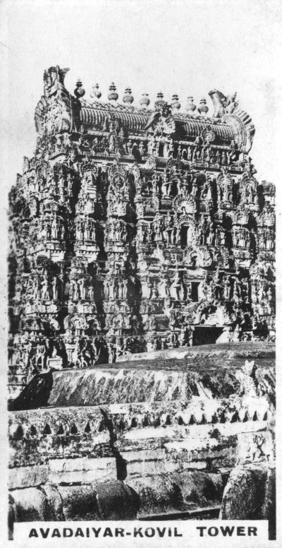 Avadaiyar-Kovil Turm, Avadaiyarkovil, Tamil Nadu, Indien, ca. 1925 von Unbekannt
