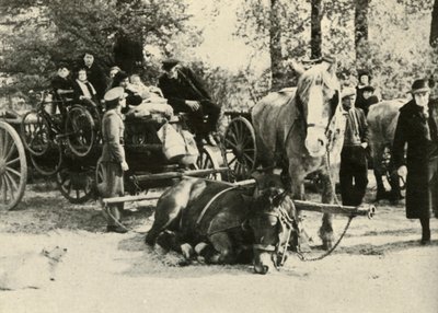 Belgische Flüchtlinge auf der Straße, 1939-1940, 1941 von Unbekannt