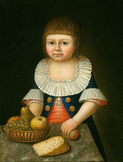 Junge mit einem Korb voller Früchte von Unbekannt