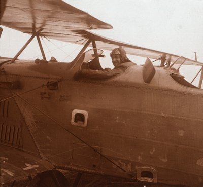 Breguet-Doppeldecker beim Start, um 1914-1918 von Unbekannt
