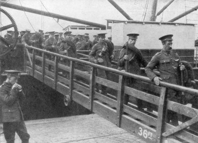 Britische Truppen landen in Frankreich, 7. August 1914 von Unbekannt