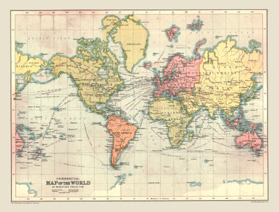 Handelskarte der Welt, 1902 von Unbekannt