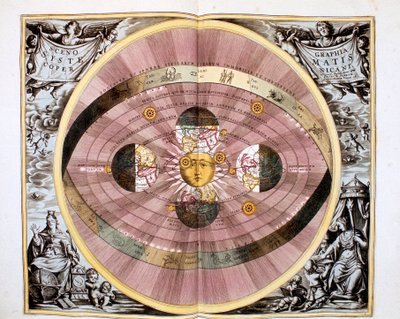 Kopernikanisches heliozentrisches Sonnensystem des Universums, 1708 von Unbekannt