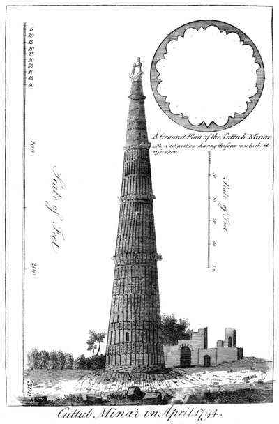 Cuttub Minar im April 1794, 1799 von Unbekannt