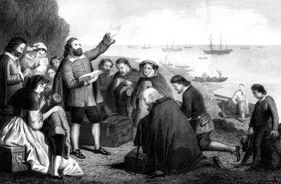 Einschiffung der Pilgerväter, 1620 von Unbekannt