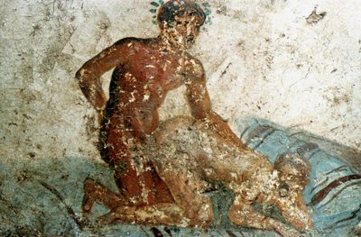 Erotisches Wandgemälde, Pompeji, Italien von Unbekannt