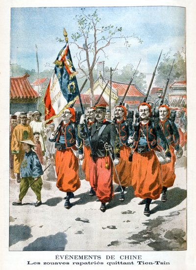 Ereignisse in China, französische Truppen verlassen Tien-Tsin, 1901 von Unbekannt