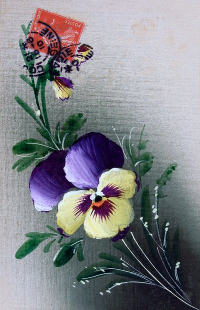 Französische Blumenpostkarte, ca. 1900 von Unbekannt