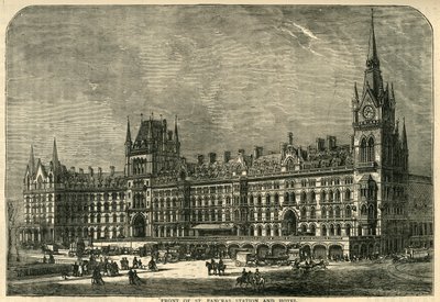 Vorderseite des Bahnhofs und Hotels St. Pancras, ca. 1876 von Unbekannt