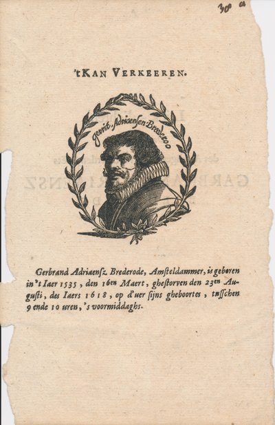 Gerbrand Adriaensz. Bredero 1585-1618 von Unbekannt