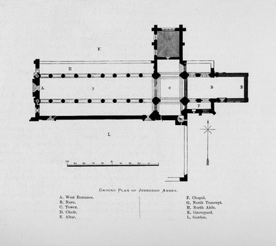 Grundriss der Abtei von Jedburgh von Unbekannt