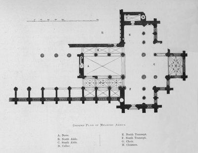 Grundriss der Melrose Abbey, 1897 von Unbekannt