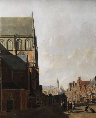 Haarlem, Stadtansicht (Stadtkirche und Marktplatz) von Unbekannt
