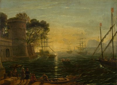 Hafen bei Sonnenuntergang, spätes 17. Jahrhundert von Unbekannt