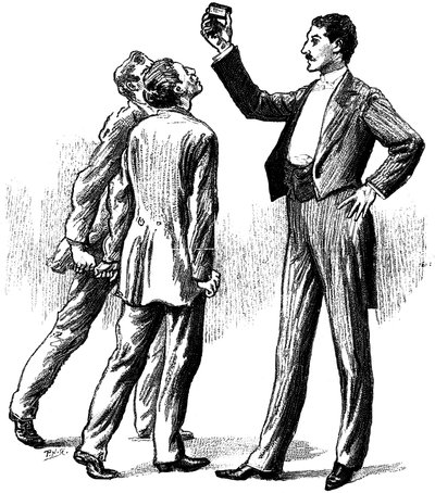 Hypnotisierte Personen, die von einer Streichholzschachtel angezogen werden, 1891 von Unbekannt