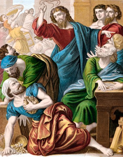 Jesus und die Geldwechsler, ca. 1860 von Unbekannt