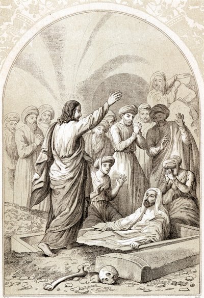 Jesus erweckt Lazarus aus dem Grab, ca. 1880 von Unbekannt