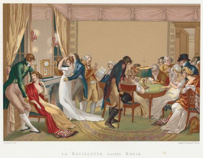 Damen und Herren spielen La Bouillotte, Frankreich, ca. 1804-1814 von Unbekannt