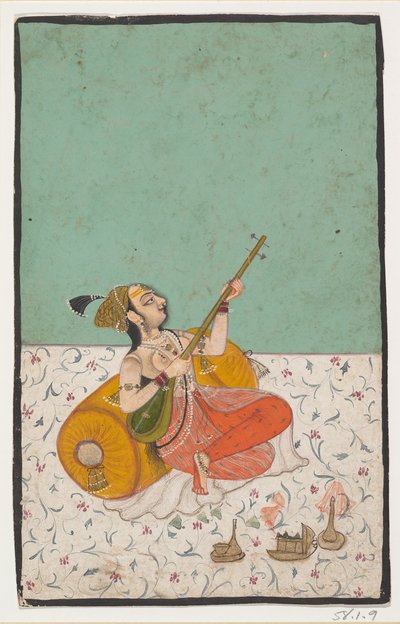 Dame spielt Sitar von Unbekannt