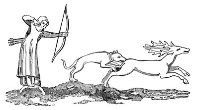 Dame jagt mit einem Hund, 14. Jahrhundert, 1833 von Unbekannt