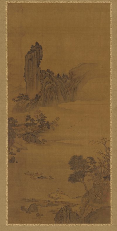 Landschaft mit Fährbooten, Qing-Dynastie, 18. Jahrhundert von Unbekannt