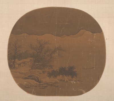 Landschaft mit Fischerdorf und Boot auf dem See von Unbekannt