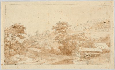 Landschaft mit Wassermühle von Unbekannt