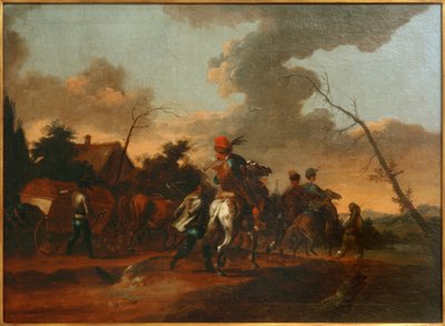 Landschaft mit einem Zug von Kavalleristen von Unbekannt