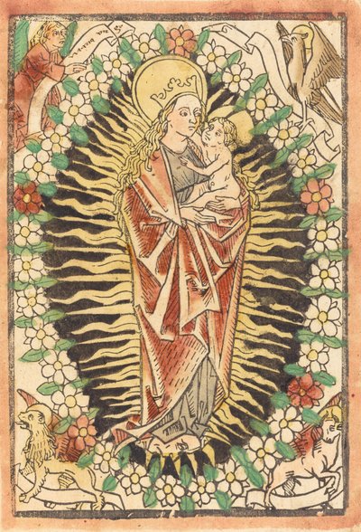 Madonna und Kind in einem Rosenkranz von Unbekannt
