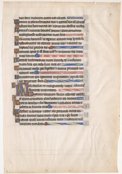 Manuskriptblatt aus einem königlichen Psalter, 13. Jahrhundert von Unbekannt