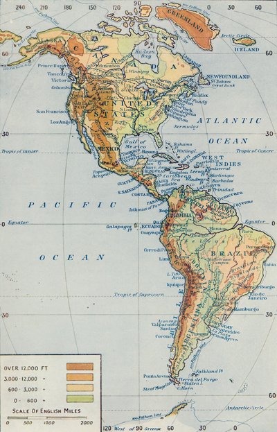 Karte - Der Kontinent Amerika, 1916 von Unbekannt