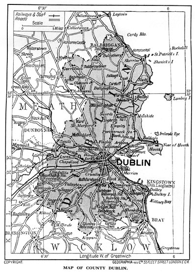 Karte von County Dublin, Irland, 1924-1926 von Unbekannt