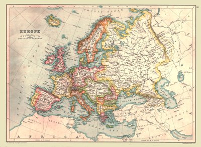 Karte von Europa, 1902 von Unbekannt