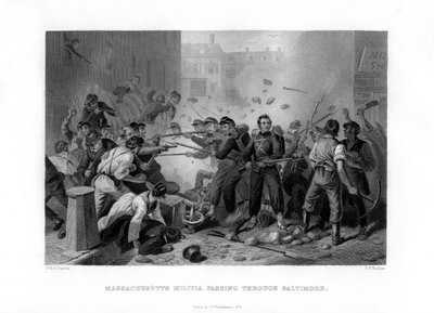Massachusetts-Miliz auf dem Weg durch Baltimore, 1861 von Unbekannt