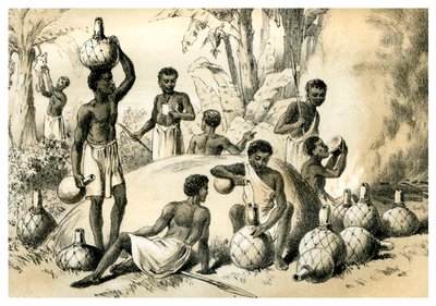 Einheimische beim Pombe-Machen, 1883 von Unbekannt