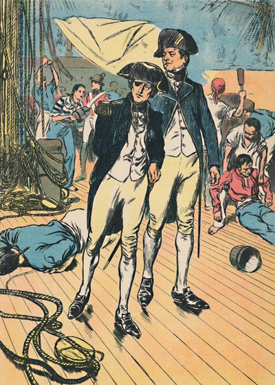 Nelson auf der Victory bei Trafalgar, ca. 1907 von Unbekannt