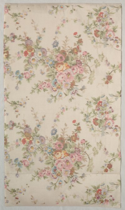 Bedruckte Seide mit Blumendesign, späte 1800er von Unbekannt