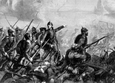 Preußische Infanterie im Angriff, Deutsch-Französischer Krieg, 1870 von Unbekannt