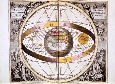 Ptolemäisches geozentrisches, erdzentriertes System des Universums, 1708 von Unbekannt